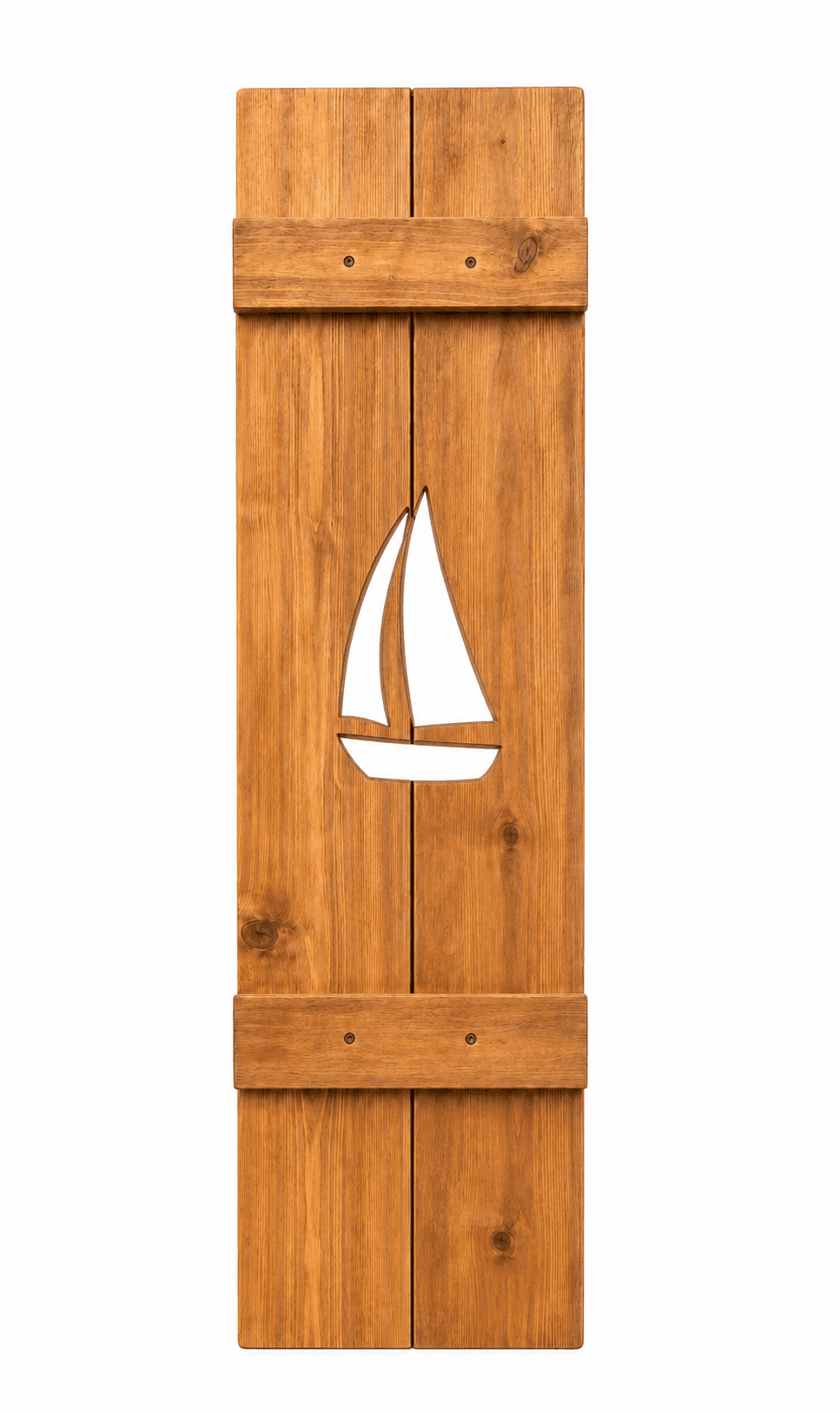 Sailboat shutter in cedar finish